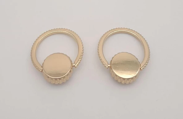 Çanta Aksesuar Light Gold Renk Yuvarlak Halkalı Kulpluk 2 Adet - 1