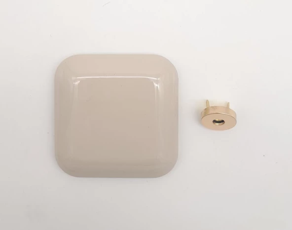 Çanta Aksesuar 7 cm Kare Akrilikli Bej Renk Light Gold Mıknatıslı Kilit - 1