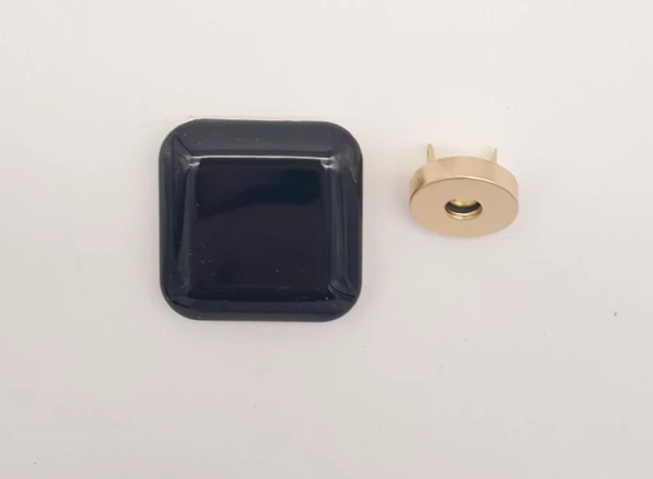 Çanta Aksesuar 3.5 cm Kare Akrilikli Siyah Renk Light Gold Mıknatıslı Kilit