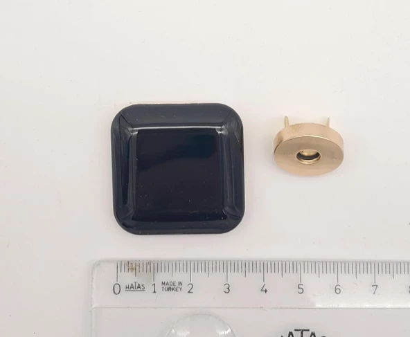 Çanta Aksesuar 3.5 cm Kare Akrilikli Siyah Renk Light Gold Mıknatıslı Kilit - 2