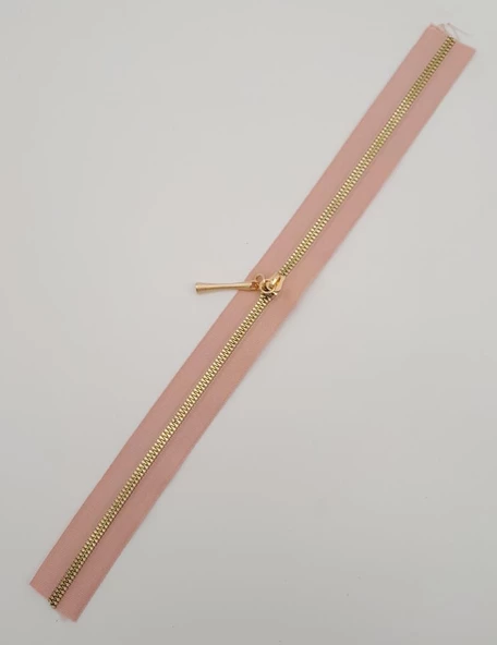 Çanta Aksesuar Başlıklı Fermuar 40 Cm Light Gold Metal Pudra Renk