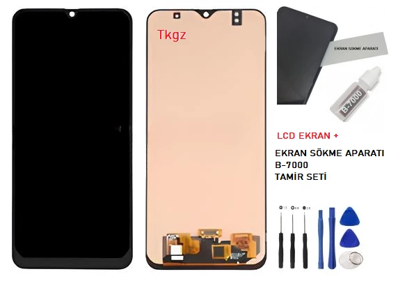 Tkgz - Samsung Galaxy M21 - SM-M215 Lcd Ekran Dokunmatik - A - Kalite + B-7000 + TAMİR SETİ - Resim 1