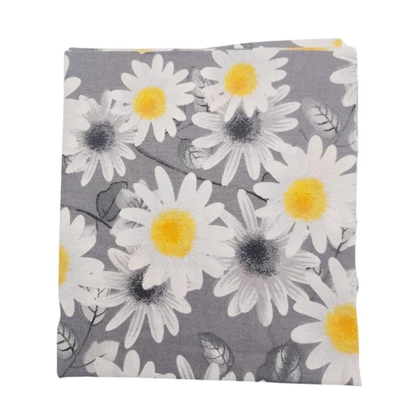 Çanta Aksesuar 80x35 cm Pamuklu Astarlık Kumaş Beyaz Papatyalı Gri Renk No:35