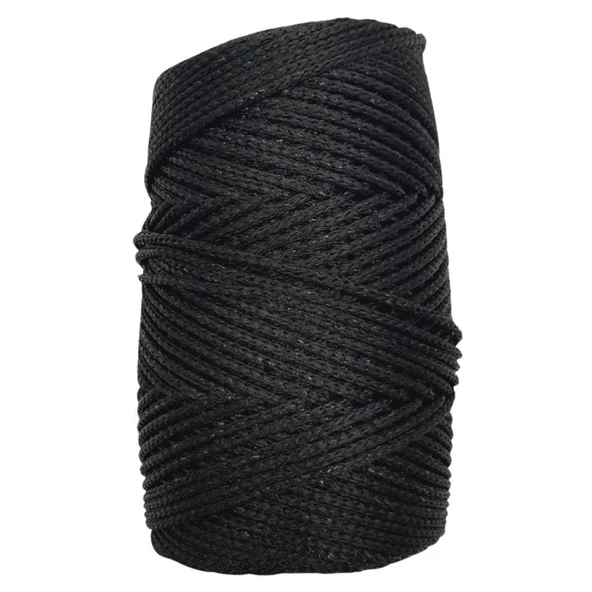 Çanta Aksesuar Simli Polyester Makrome Siyah Renk 200 gr