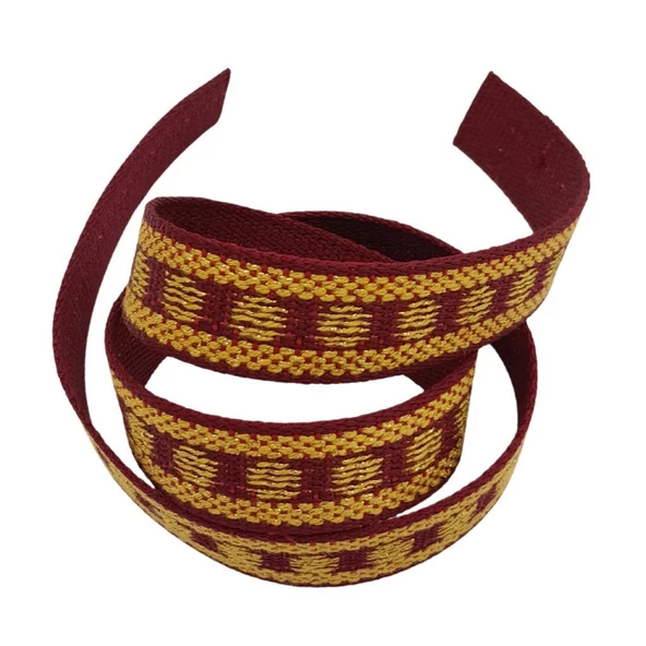 Çanta Aksesuar 3 cm Polyester Kolon Bordo Gold Simli 1 Metre - 4