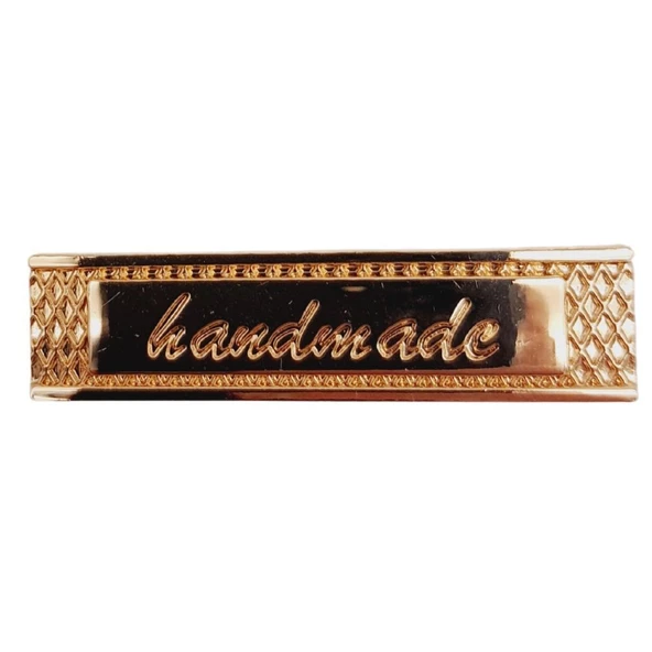 Çanta Aksesuar Handmade Yazılı Metal Etiket 4x1 cm Plaka Süs Light Gold Renk