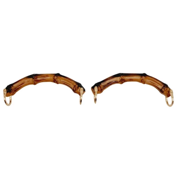 Çanta Aksesuar C Model Bambu Görünümlü 14 cm Çift Sap Light Gold Metalli - 2