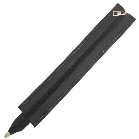 Çanta Aksesuar Gerçek Derili 40 cm Siyah Renk Fermuar Light Gold Metalli