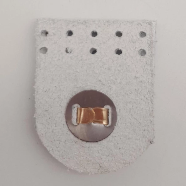 Çanta Aksesuar Gerçek Derili Tek Dikim Mıknatıslı Çıtçıt Beyaz Renk Light Gold Metalli - 3