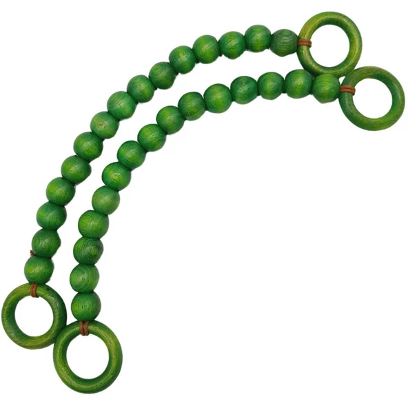 Çanta Aksesuar 20 mm Ahşap Boncuklu 37 cm Yeşil Renk Çanta Sapı - 2