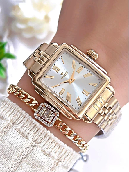 Wesse Çelik Kordon Takvimli Kadran 3 Atm Suya Dayanıklı Kadın Kol Saati+Bileklik BW.113404.Y2 ürün görseli