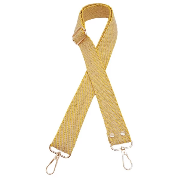 Çanta Aksesuar 120x3 cm Jüt Kolon Çanta Sapı Sarı Renk Light Gold Metalli - 2