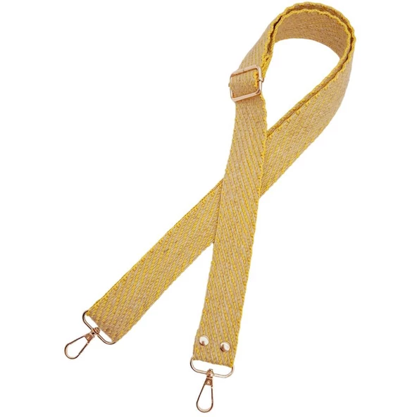 Çanta Aksesuar 120x3 cm Jüt Kolon Çanta Sapı Sarı Renk Light Gold Metalli - 3