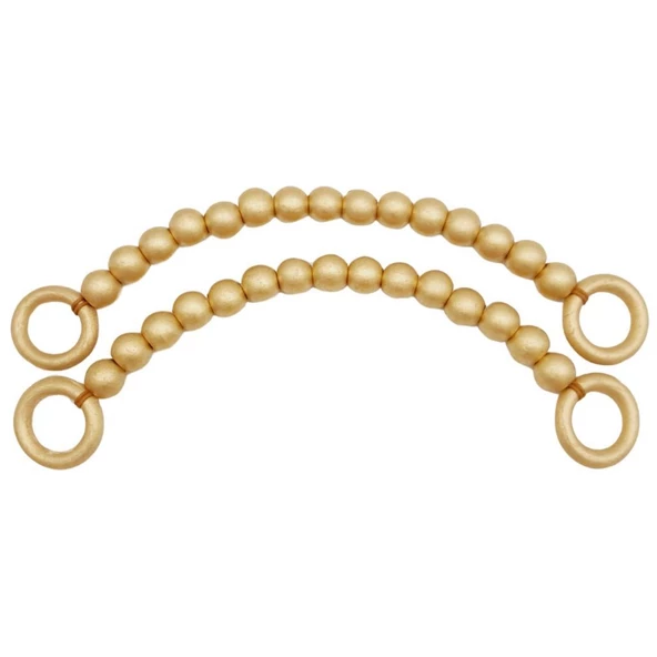 Çanta Aksesuar 20 mm Ahşap Boncuklu 37 cm Gold Renk Çanta Sapı