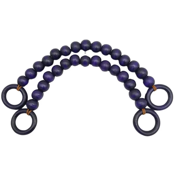 Çanta Aksesuar 20 mm Ahşap Boncuklu 37 cm Mor Renk Çanta Sapı