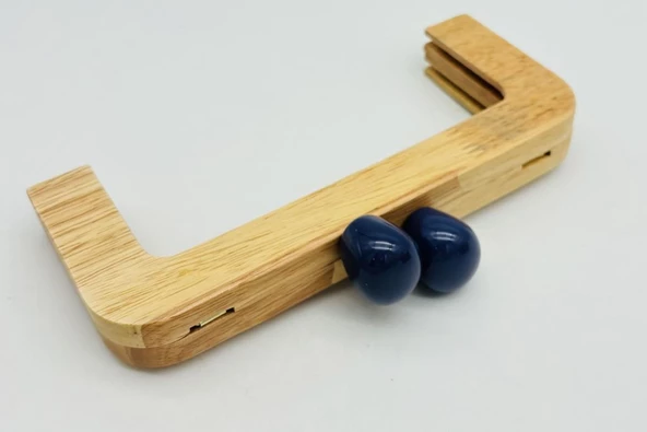 Çanta Aksesuar 20 Cm  Oval Lacivert Toplu Ahşap Burs - 1