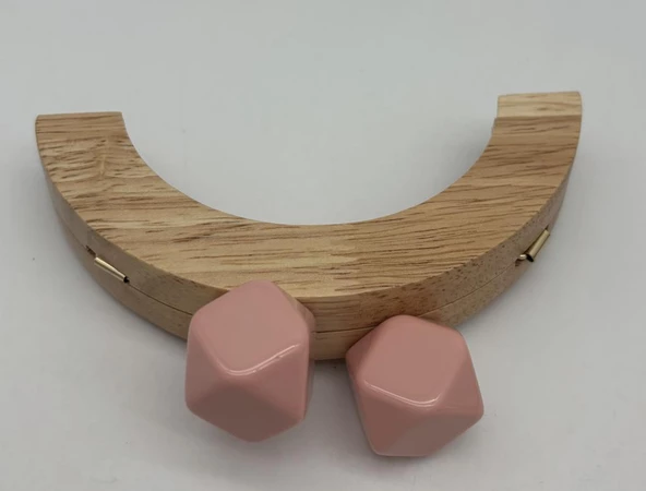 Çanta Aksesuar 14 Cm  Oval Ahşap Burs Pudra  Renk Toplu