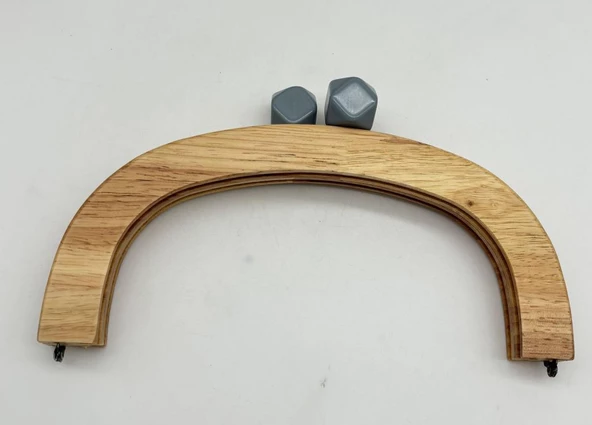 Çanta Aksesuar 25 Cm Açık Renk  Oval Ahşap Burs Gri Renk Toplu