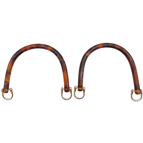 Çanta Aksesuar 16 cm Akrilik Kehribar Renk Çanta Tutma Sapı Light Gold Metalli - 2