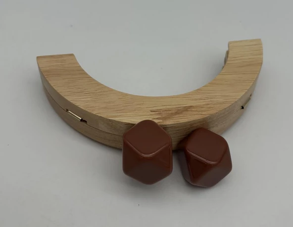 Çanta Aksesuar 14 Cm  Oval Ahşap Burs Sütlü Kahve Renk Toplu