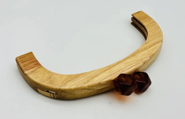 Çanta Aksesuar 25 Cm Açık Renk  Oval Ahşap Burs Kehribar  Renk Toplu