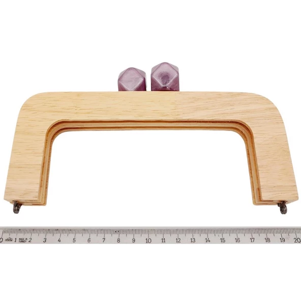 Çanta Aksesuar 20 cm Açık Renk Ahşap Burs Ebruli Mürdüm Renk Toplu - 2