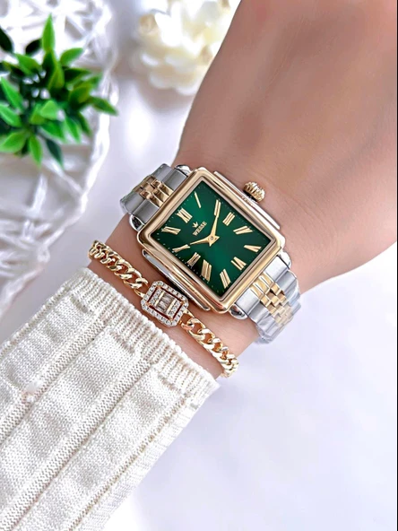 Wesse Çelik Kordon Takvimli Kadran 3 Atm Suya Dayanıklı Kadın Kol Saati+Bileklik BW.113404.Y1 - Resim 2