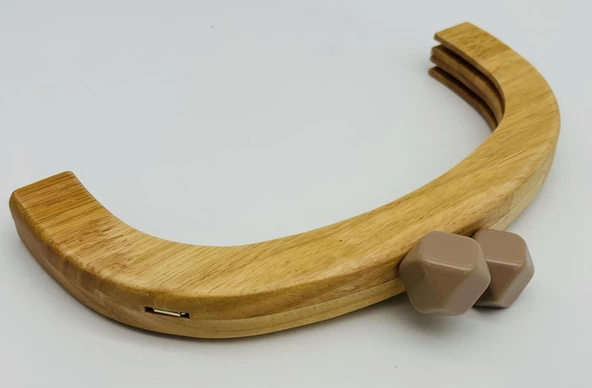 Çanta Aksesuar 25 Cm Açık Renk  Oval Ahşap Burs Vizon  Renk Toplu