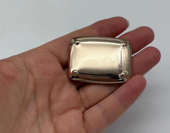 Çanta Aksesuar 4x3  cm Metal  Plaka Süs Light Gold  Renk 1 Adet - 2