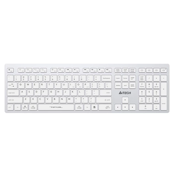 A4 Tech Fstyler Beyaz Bluetooth+2.4G Nano Fn Şarjlı Multimedya Klavye