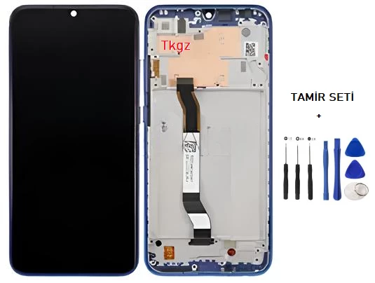 Tkgz - Xiaomi Redmi NOTE 8 Lcd Ekran Dokunmatik -A- Kalite ÇITALI MAVİ + TAMİR SETİ ürün görseli 1