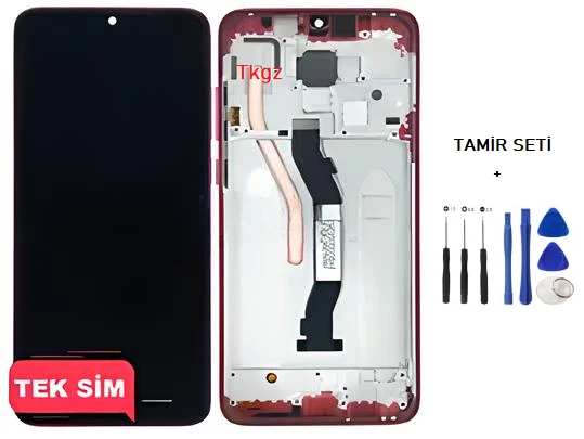 Tkgz - Xiaomi Redmi NOTE 8 PRO Lcd Ekran Dokunmatik -A- Kalite ÇITALI KIRMIZI + TAMİR SETİ