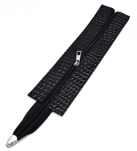 Çanta Aksesuar Rugan Croco Siyah Renk 28 Cm Derili Fermuar Gümüş  Metalli