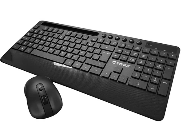 Everest Siyah Kablosuz 800-1200-1600 dpi Q Standart Klavye + Mouse Set