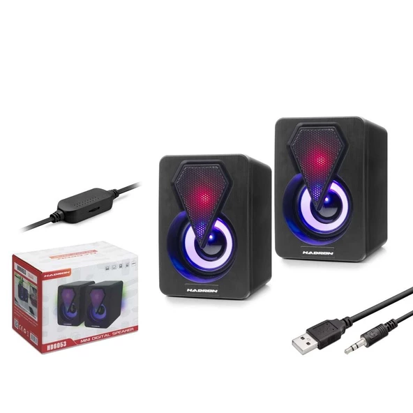 Hadron Bilgisayar Speaker 1.1 Ledli Siyah Hoparlör