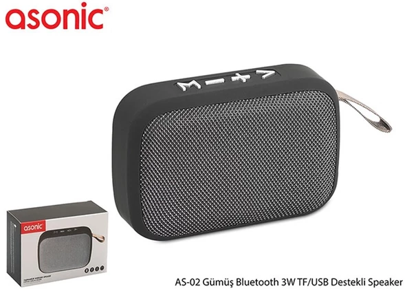 Asonic Gümüş Bluetooth 3W TF-USB Destekli Speaker Hoparlör