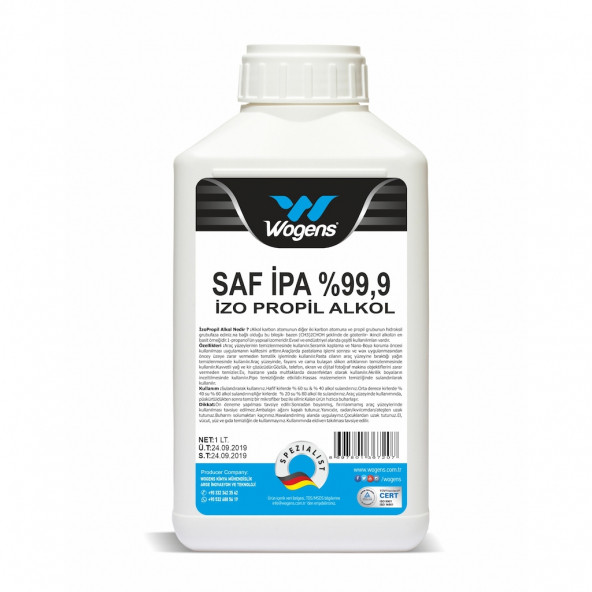 Wogens 1lt %99,9 Saf İPA İzopropil Alkol