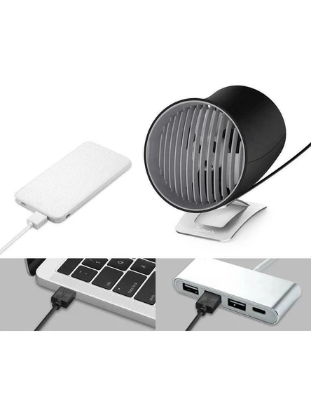 Spigen Masaüstü Mini Fan 3 Kademeli Vantilatör H911 Black - Resim 2