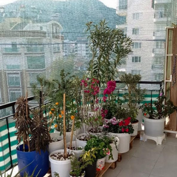 55 GÖLGELİK 1,75x200 metre GÖLGE KORUMA TÜLÜ BAHÇE ÇİTİ GÖLGELEME BRANDA TENTE - Resim 4