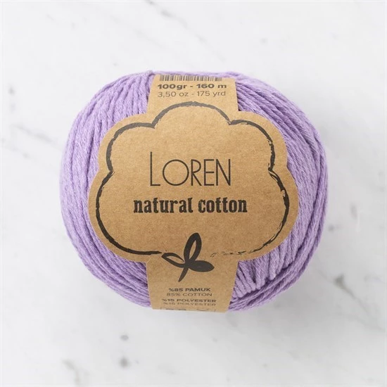 Loren Natural Cotton Lila El Örgü İpi - R020 - 33920