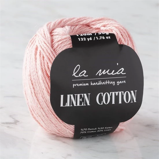 La Mia Linen Cotton Açık Pembe El Örgü İpi - L185 - 33875