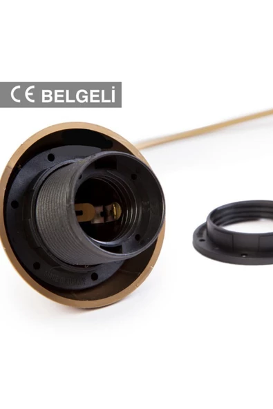 Kablolu Altın Sarısı Renkli Sarkıt Avize Duyu - Standart E27 Duy - 3