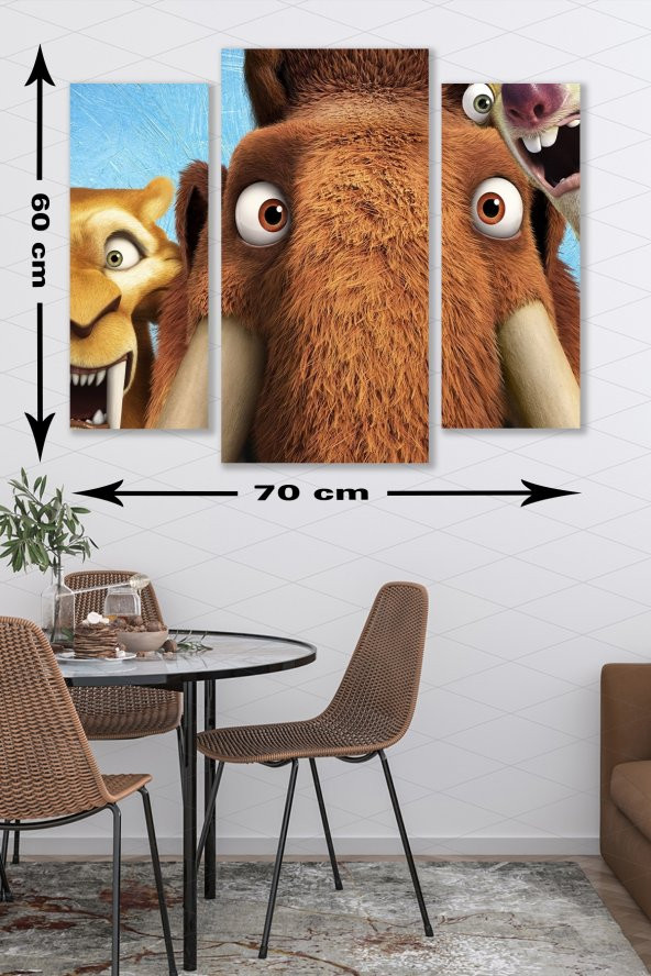 Düş Duvarı 3 Parça  Buz Devri Desenli MDF Duvar Tablosu - 2