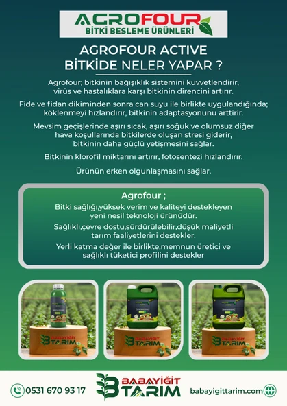 AGROFOUR ACTİVE SIVI BİTKİ GÜBRESİ 1LT - 3