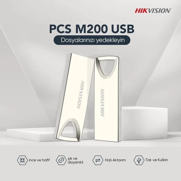 Hikvision HS-USB-M200-128G 128GB USB2.0 Metal Flash Bellek - 2