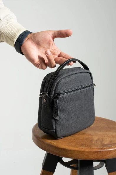 Erkek Omuz Çantası Elde Tutma 18*12 Cm Çapraz Askılı Postacı Çantası Mega Çanta Kanvas Kumaş - 6