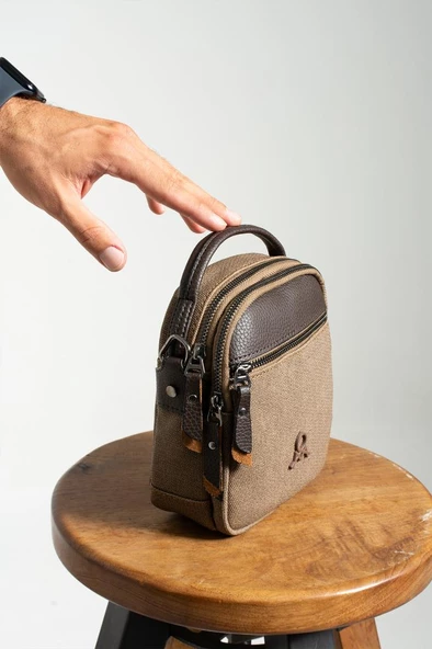 Erkek Omuz Çantası Elde Tutma 18*12 Cm Çapraz Askılı Postacı Çantası Mega Çanta Kanvas Kumaş - 2