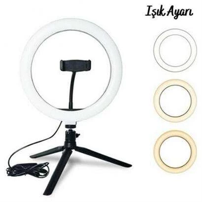 10inç 26cm Youtube Instagram Tiktok Selfie  Stüdyo Video Fotoğraf Ring Light  Tripod Led Hal - Resim 6