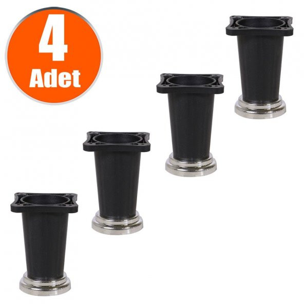 Yıldız Mobilya Masa Puf Sehpa TV Ünitesi Ayağı Siyah Baza Ayak 10 cm (4 Adet) - 1