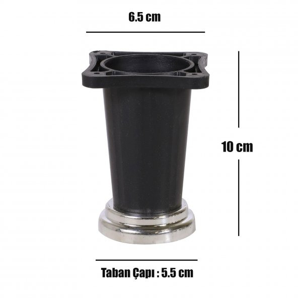 Yıldız Mobilya Masa Puf Sehpa TV Ünitesi Ayağı Siyah Baza Ayak 10 cm (4 Adet) - 3
